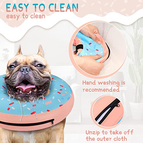 Inflatable Dog Cone Collar Alternative After Surgery (Donut Blue / S(Neck 7"-9.5"))