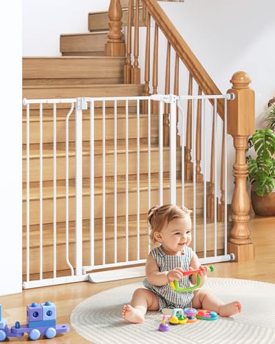 34" Tall Baby Gate No Drilling (White / 29-51"Wide, 34"Tall)