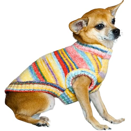 Dog Sweater Award Winning Christmas Sweater for Small Dogs (14 inch (Pack of 1) / Rainbow Hue)