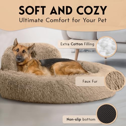 XL Dog Bed for Large Sized Dog (Beige / X-Large - 45"L x 45"W x 8"Th)