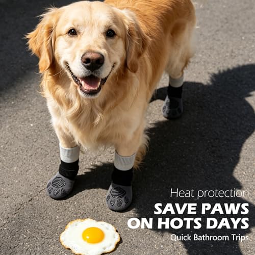 Non Slip Dog Socks for Hardwood Floors to Prevent Licking Paw XS (X-Small(6 Pack) / Grey)