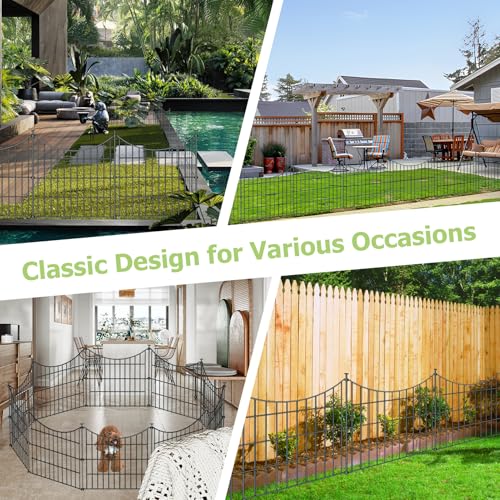 10 Panels No Dig Metal Garden Fence 24"H x 20' L Dog Fence Outdoor for Yard (10pc 20 ft(L) X 24 in(H)-Concave)