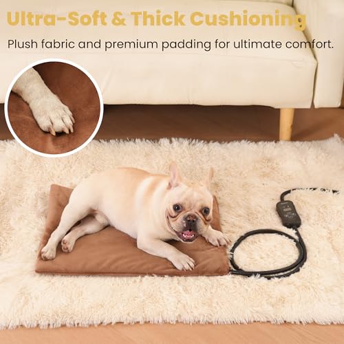 Pet Heating Pad for Cats and Dogs (Brown / M: 20" x 16")