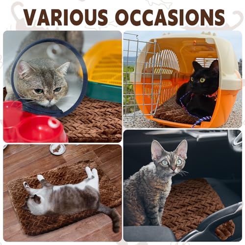 4 Pack Self Warming Cat Bed Mat Self Heating Pad for Dog Extra Warm Winter Pet Pad Washable Thermal Pads Mats for Pets Indoor Outdoor (Dark Coffee / 16 x 20 Inch)