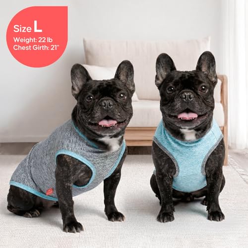 2Pack Dog Shirt for Small Dogs Sun Protection Tank Top for Summer (Large (13-19lbs) / 7# 2Pack (Grey+Sky Blue))