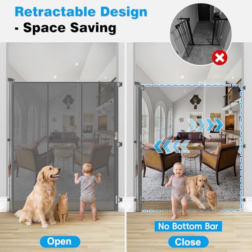 Reinforced 72" Extra Tall Baby Gate for Doorway (Gray / 72" Tall x 55" Wide（ With Reinforced Bar ）)