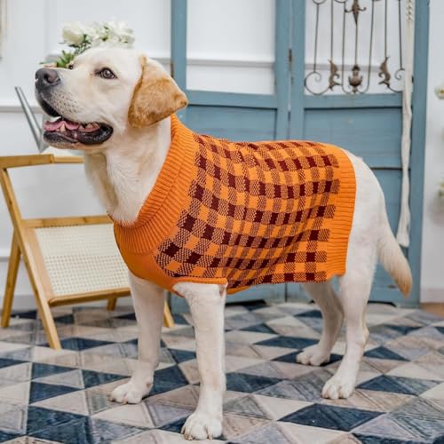 Dog Sweaters for Large Medium Small Dogs (M/L - Chest 25", Back 18" / Orange)