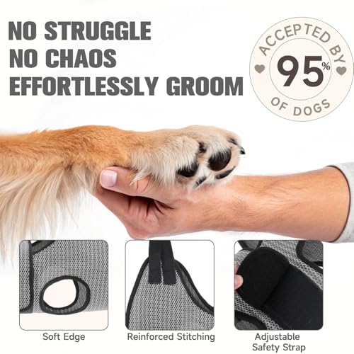 Dog Grooming Hammock Harness for Dogs & Cats with Pet Nail Clipper Trimmer (XS / Grey)