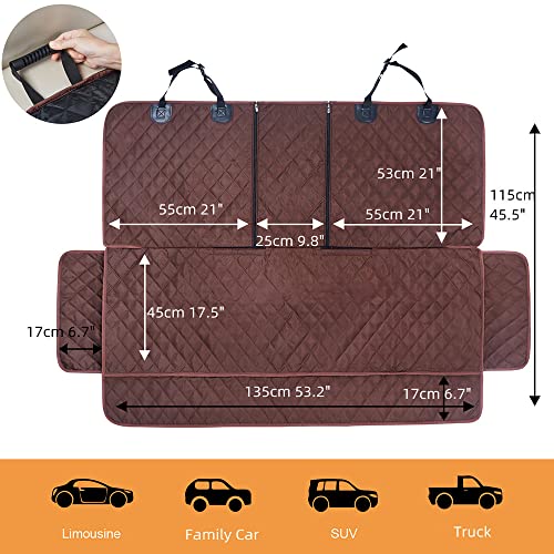 Dog Car Seat Cover for Back Seat Cover for Kids (Cofee Brown / ISOFIX Large)