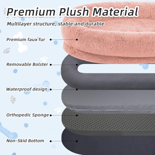 Human Dog Bed for Adult (71.0"L x 45.0"W x 12.0"Th / Pink)