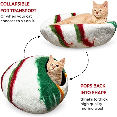 Premium Felt Cat Cave Bed (Candy Swirl)