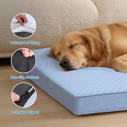 Cooling Dog Bed for Large Dogs (Blue / XX-Large-47"x 29" x 3.5")
