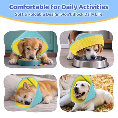 Soft Dog Cone Collar to Stop Licking After Surgery (Yellow Blue / S)