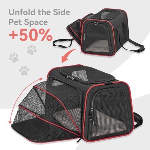 Medium Expandable Cat Carrier for Air Travel (17"L x 11"W x 11"H / Black)