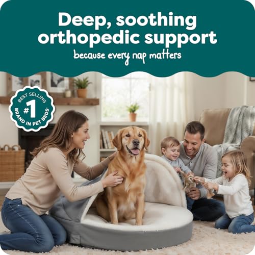 44" Round Orthopedic Dog Bed for Large Dogs w (Gray / Jumbo)