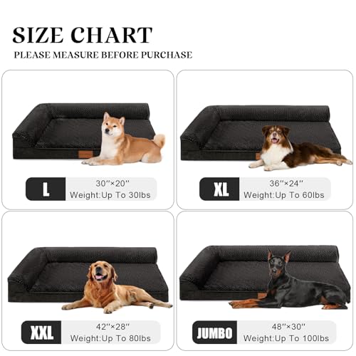 Orthopedic Dog Bed Large Sized Dog 36''X24'' (L:36x24x3.5 IN / Black)