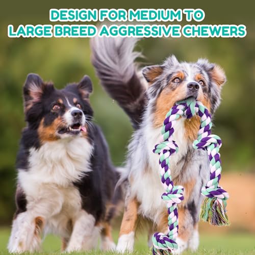 Dog Rope Toy 42In 6 Knots Indestructible Natural Cotton (Blue)