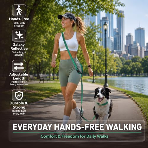 Hands Free Dog Leash (6–9.5 ft / Green)
