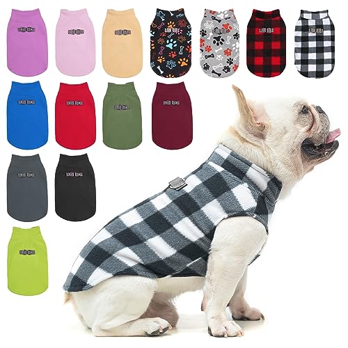 Small Dog Sweater Fleece Vest Winter Jacket (Large / WHITE BUFFALO PLAID)