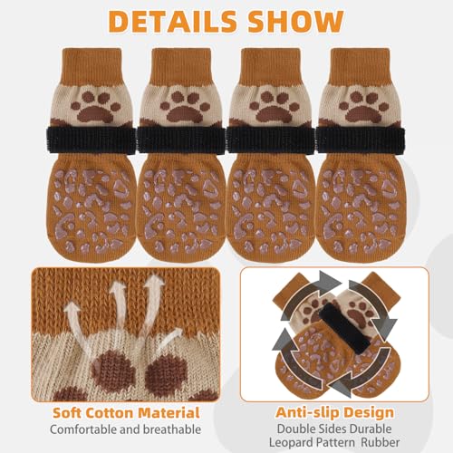 Dog Socks for Hot (Khaki+brown / Medium (4 Pack))