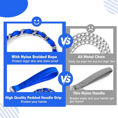 Metal Chain Dog Leash Chew Proof for Dogs (Blue / 6FT 3.5mm (Medium & Large dogs))