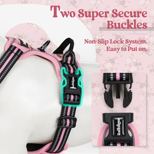 Dog Harness No Pull for Large Dogs with 2 Leash Clips (X-Large / Pink Rose)