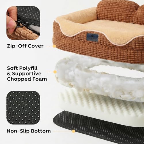 Square Dog Bed Medium Size Dog (Mocha Brown / 36"L x 26"W x 8"H)
