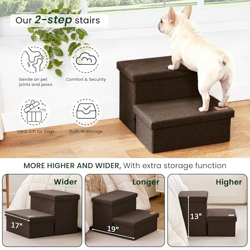 Dog Stairs for High Bed (Coffee / 19" X 17" X 13" H)