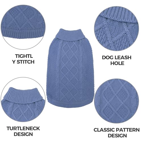Turtleneck Dog Sweater (Medium / Grayish Blue)