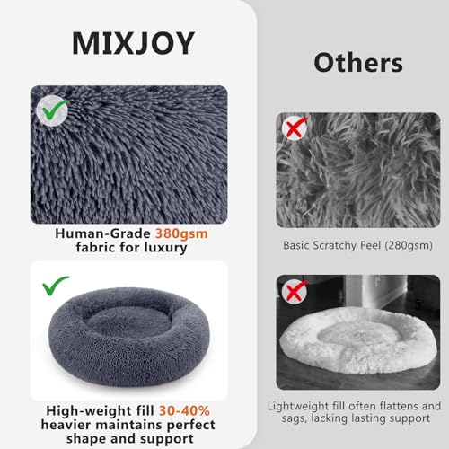 Orthopedic Dog Bed Comfortable Donut Cuddler Round Pet Beds Ultra Soft Washable Dog and Cat Cushion Bed (XS(20’’x 20’’) / Dark Gray)