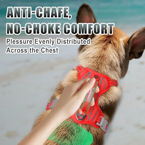 Dog Harness for Small Sized Dog No Pull Dog Vest ID Tag Pocket (Red / Small)