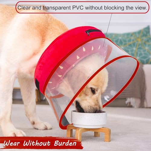 Inflatable Dog Cone Collar for Large Medium Small Dogs (Strawberry / Medium Plus)
