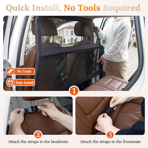 Heavy Duty Dog Car Barrier with Sturdy Metal Frame (Large)