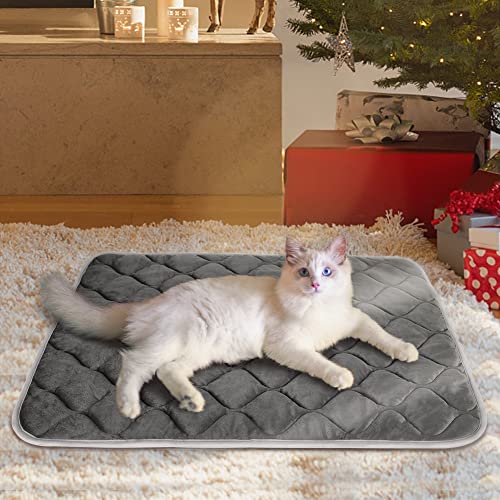 Self Warming Cat Bed Self Heating Cat Mat Thermal Pet Bed Mat Self (20.0"L x 16.0"W x 0.5"Th / Grey)