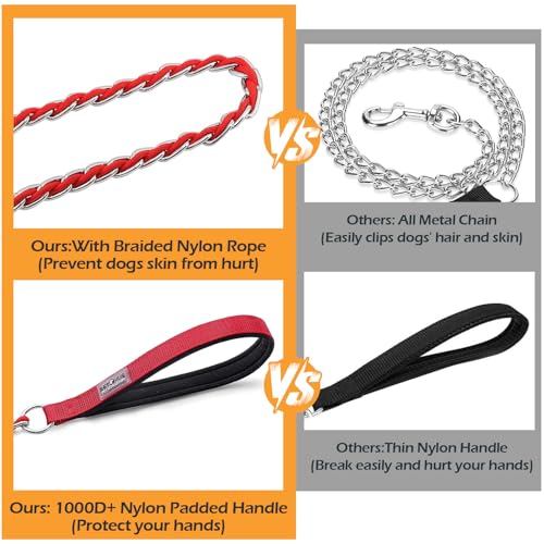Chain Dog Leash (Red / 4FT(30-80lb))