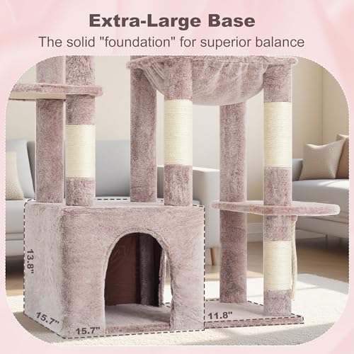 Heavy Duty Cat Tree with Large Base for Large Indoor Cats HCT026MU (Rosy Brown / L)