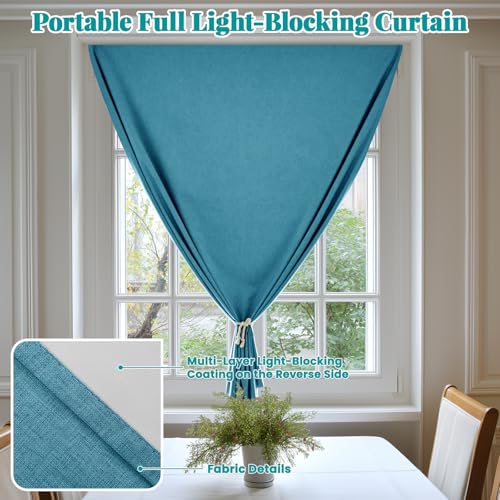 100% Self Adhesive Blackout Curtains (52"W x 72"L (Pack of 1) / Stone Blue)