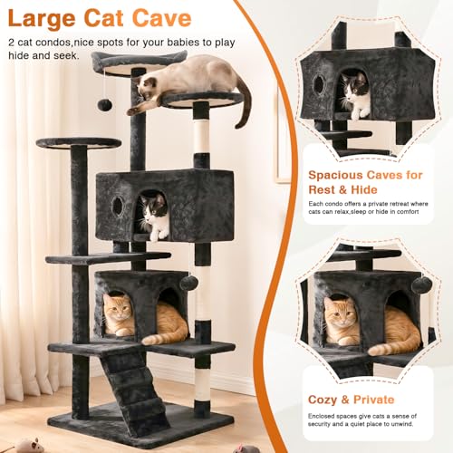 54" Cat Tree Tower (Dark Gray)