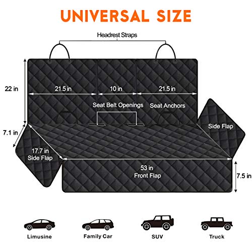 Dog Car Seat Cover (Black / Standard - 53" Length)