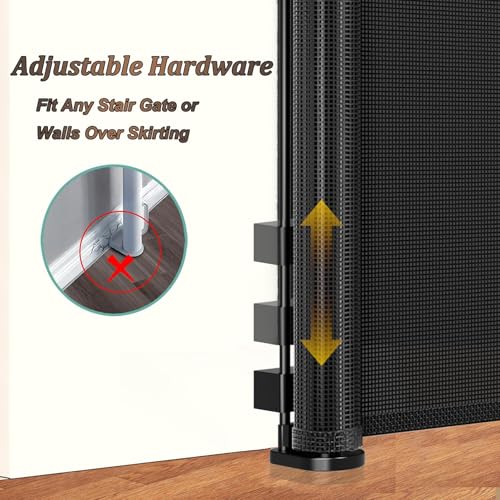 150 inch Reinforced Retractable Baby Gates 42 inch Tall (Black / 42" Tall x 150" Wide)