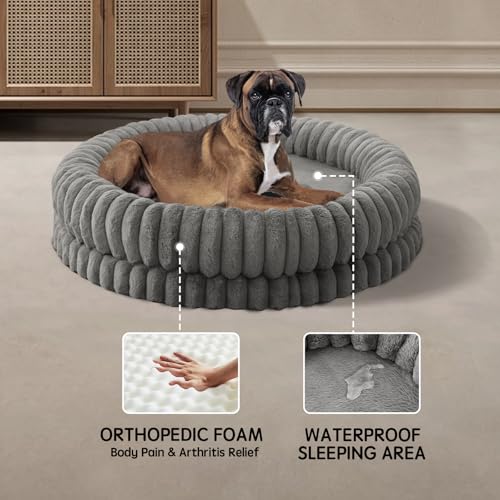 Luxury Donut Dog Bed (43.0"L x 43.0"W x 9.0"Th / Gray)