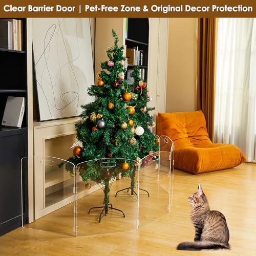 Modern Frame Clear Acrylic Freestanding Pet Gate (24" Height-6 Panel)