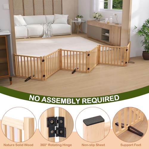 Wooden Freestanding Pet Gate Indoor (【6 Panels】H:16.9")