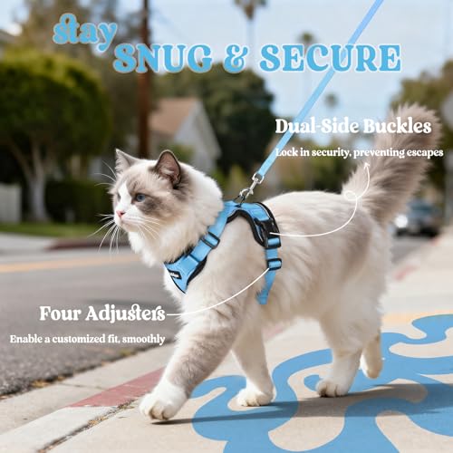Cat Harness and Leash Set (M / Light Blue)