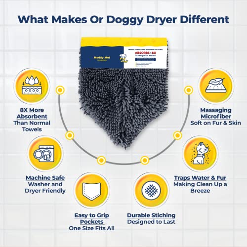 Doggy Dryer Highly Absorbent Microfiber Washable Dog Shammy Quick Drying Towel Absorber (13"x31" / Grey)