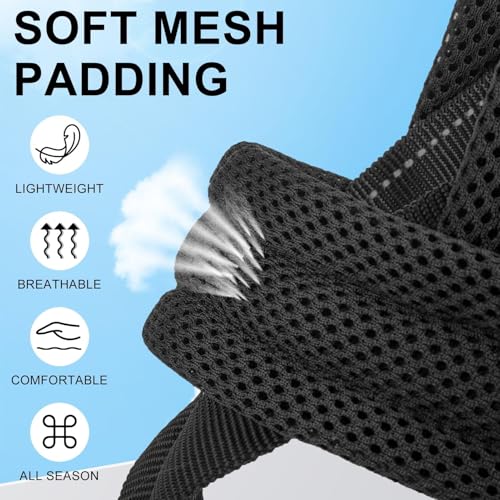 Dog Harness Medium Sized and Leash Set (Black / M: Chest 21"-26.7")