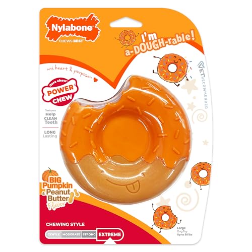 Power Chew Novelty Donut Durable Dog Chew Toy (Pumpkin 1 Pack / Large)