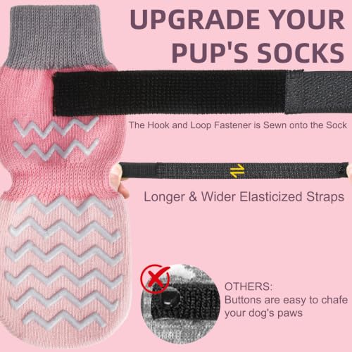 Dog Socks Shoes for Hot Pavement to Prevent Licking Paws (Pink / X-Small (Paw Width: 1.8"))