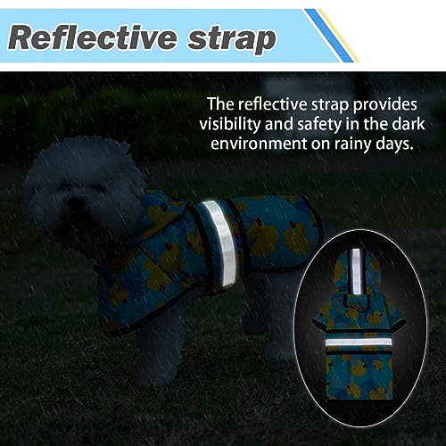 Dog Raincoat Hooded Slicker Poncho with Leash Hole (S:10-15lbs / Cute Duck)