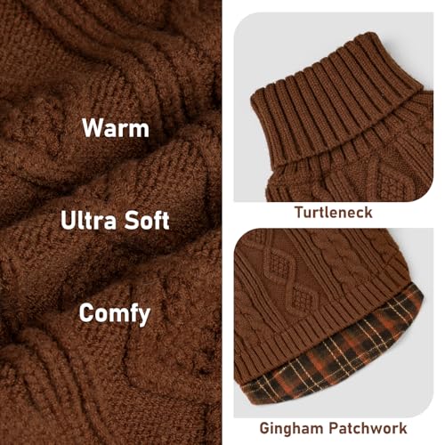 Dog Sweater for Small Dogs Turtleneck Thick Knit Pullover (Medium (7-13lbs) / 9# Brown)